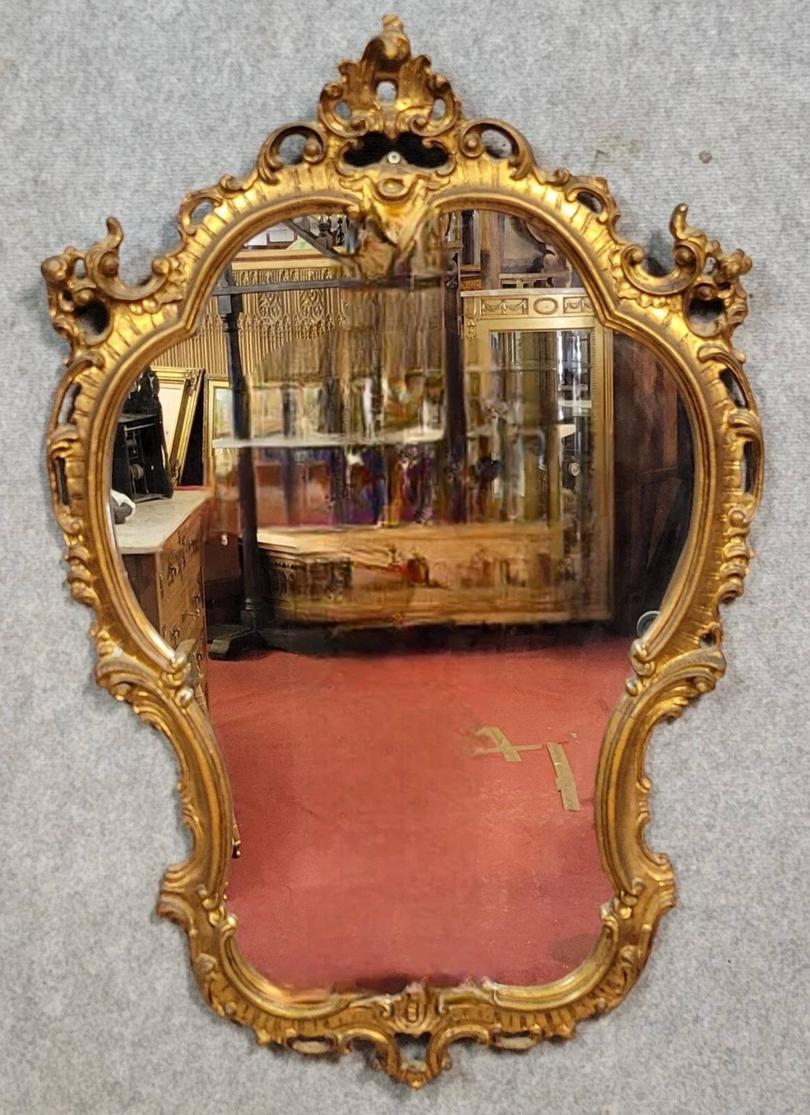 Large Baroque Louis XV Style Mirror in gilded wood from the early 20th century