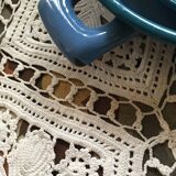 Two matching enameled dishes in green and blue