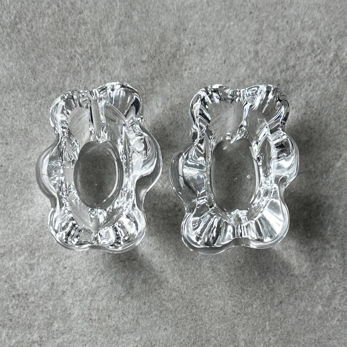 Pair of crystal salt cellars by Daum France