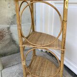 Vintage rattan corner shelf