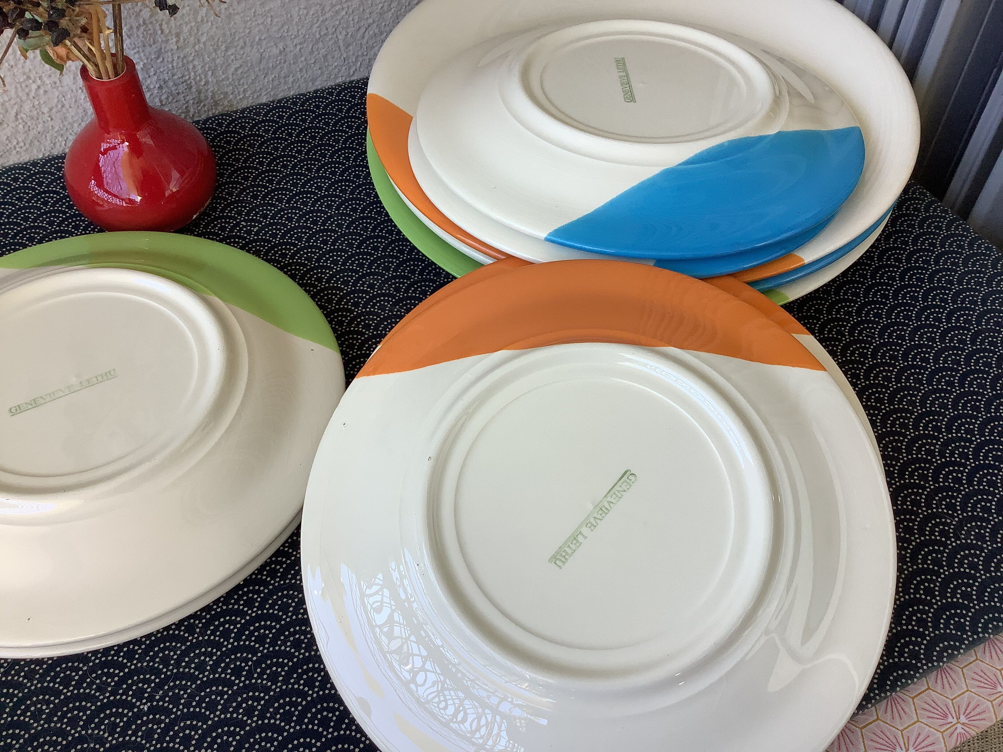 Plates Geneviève Lethu vintage modernist