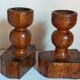 Pair of old brutalist turned solid wood candlesticks