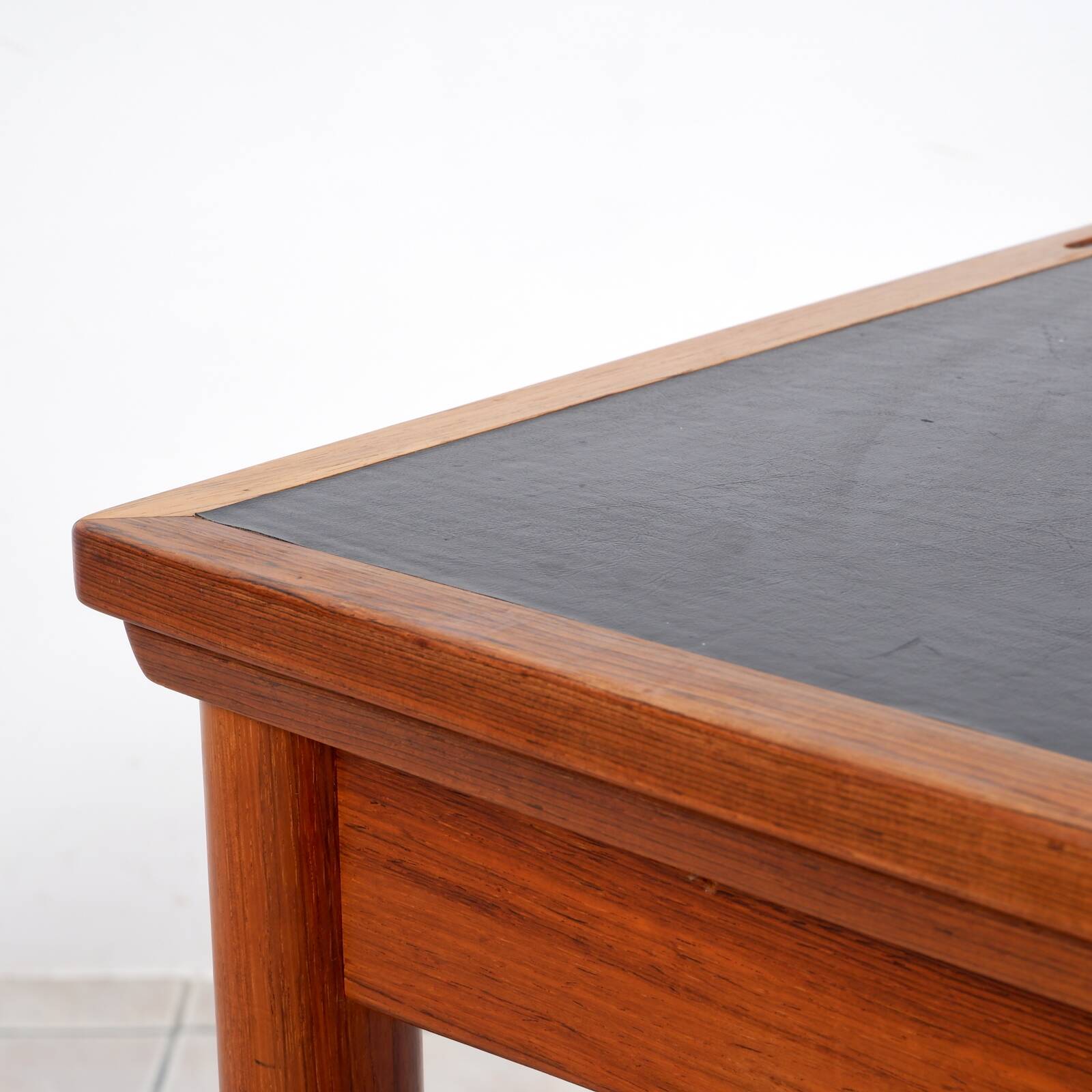 Rosewood / leather dining / gaming table by Poul Hundevad