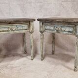 Pair of bedside tables with florentine patina