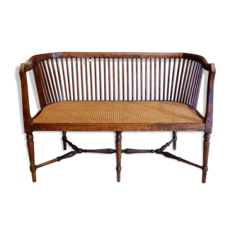 Banquette bois et cannage
