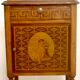 Pair of marquetry bedside tables decorated in marble façade Brèche d'Aleppo. Ref Toulouse.