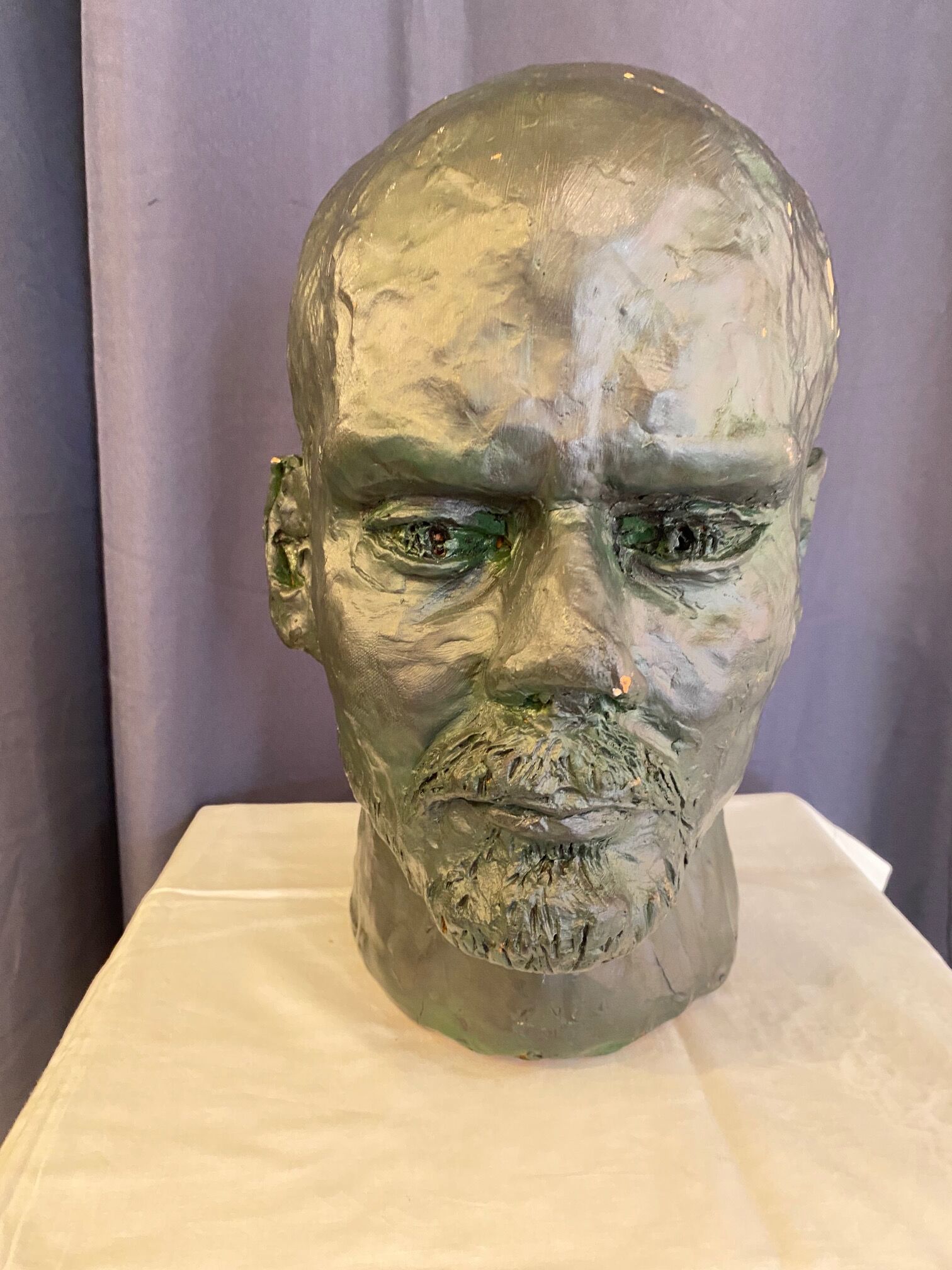 Bust of lenin terracotta sculpture color green bronze large format