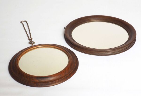 Duo miroirs rond bois anciens