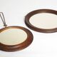 Duo old round wooden mirrors