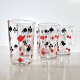 Vintage 6 Verres trumblers Jeu de cartes