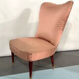 Italian vintage pair of pink club armchairs