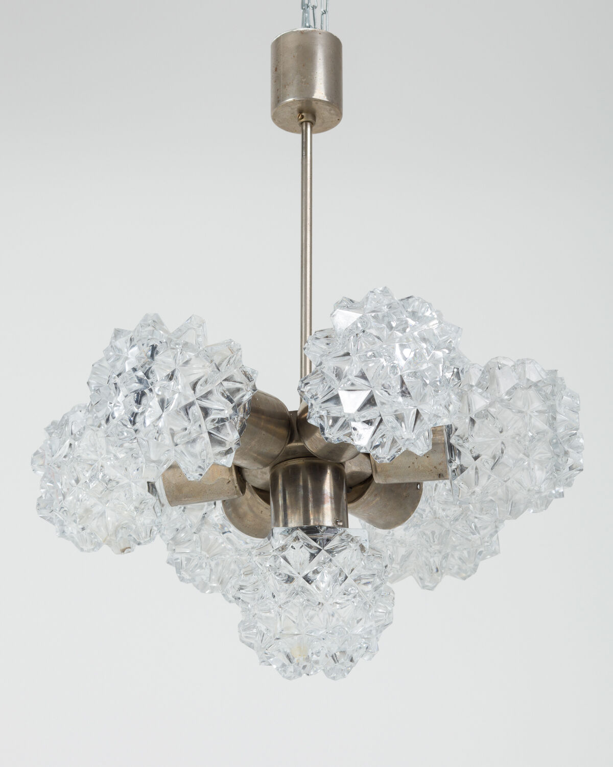 Lampe de plafond en verre taillé de Kamenický Šenov, 70S