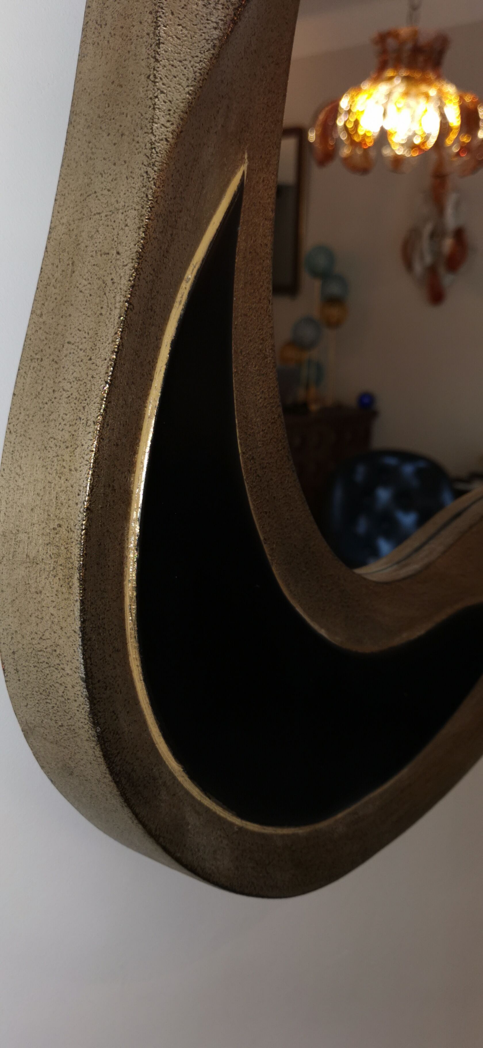 Miroir xxl néo baroque noir et doré années 80