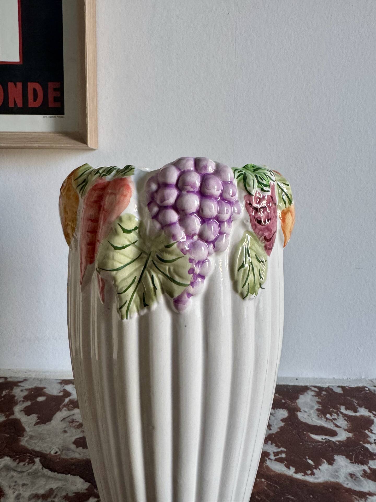 Slipware vase with fruit decoration