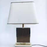 Hollywood Regency Style Gold Square Table Lamp, 1970s
