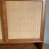 Scandinavian teak and rattan sideboard