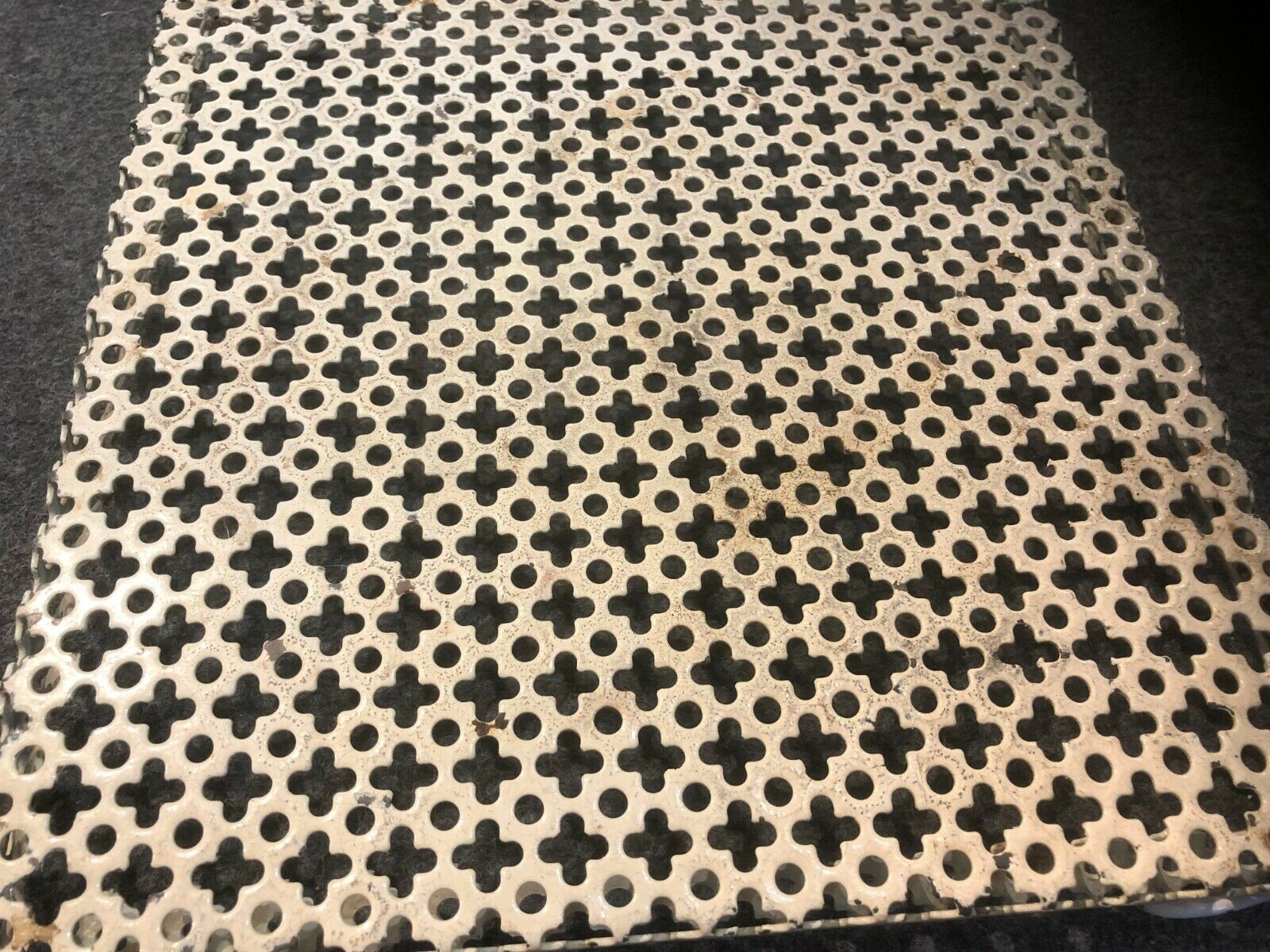 Former vintage flat underside white metal perforated around 1950