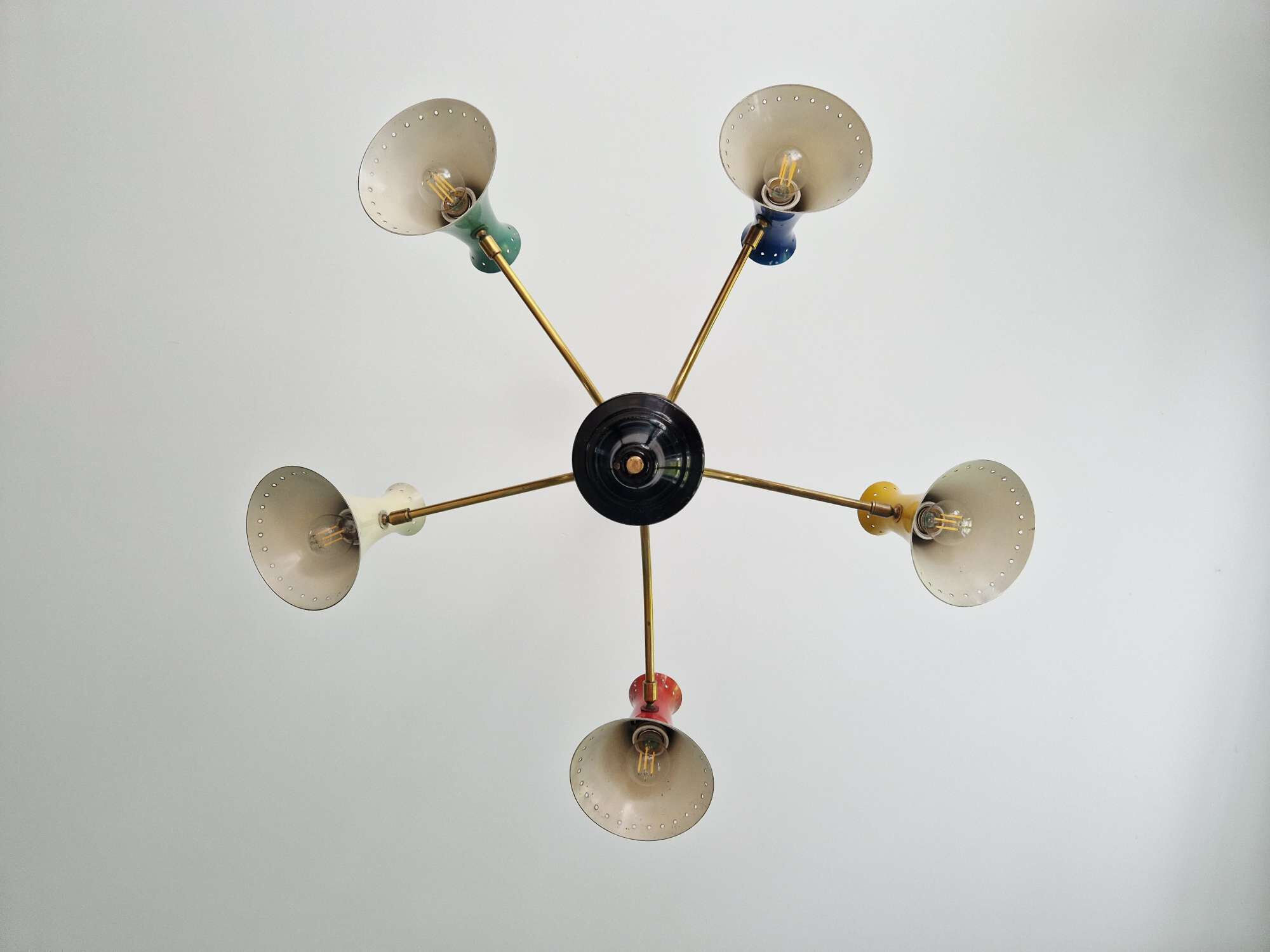Articulated Diabolo chandelier, Italian design, 1950s-60s