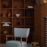 Modern Danish, curved oak chaise longue, attributed to Viggo Boesen, 1950s