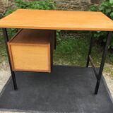 Vintage modernist office in oak and metal tubular base