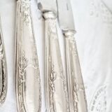 Set of 11 vintage knives, steel blades and silver handles