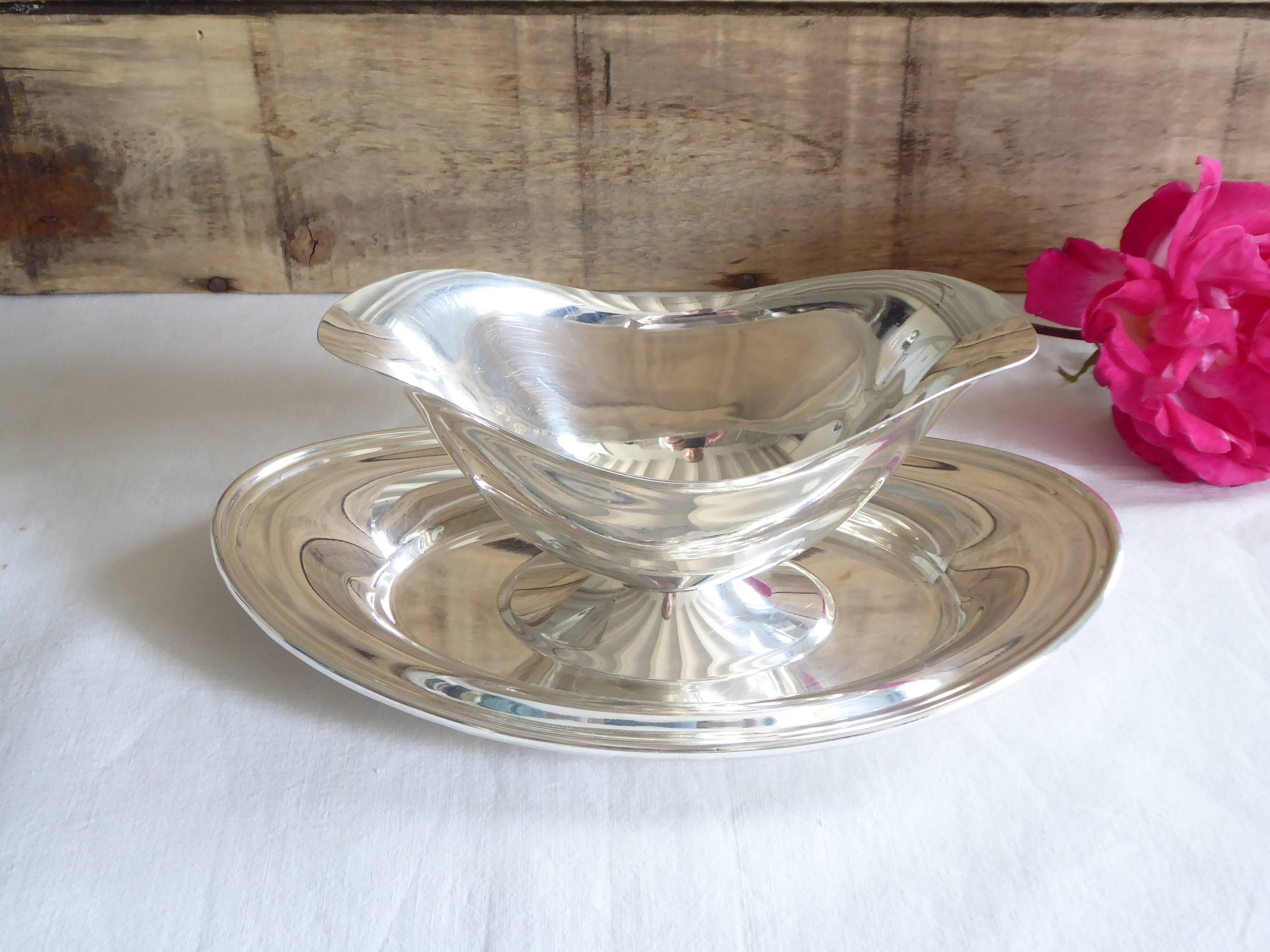 Saucière in silver metal, Fleuron Christofle