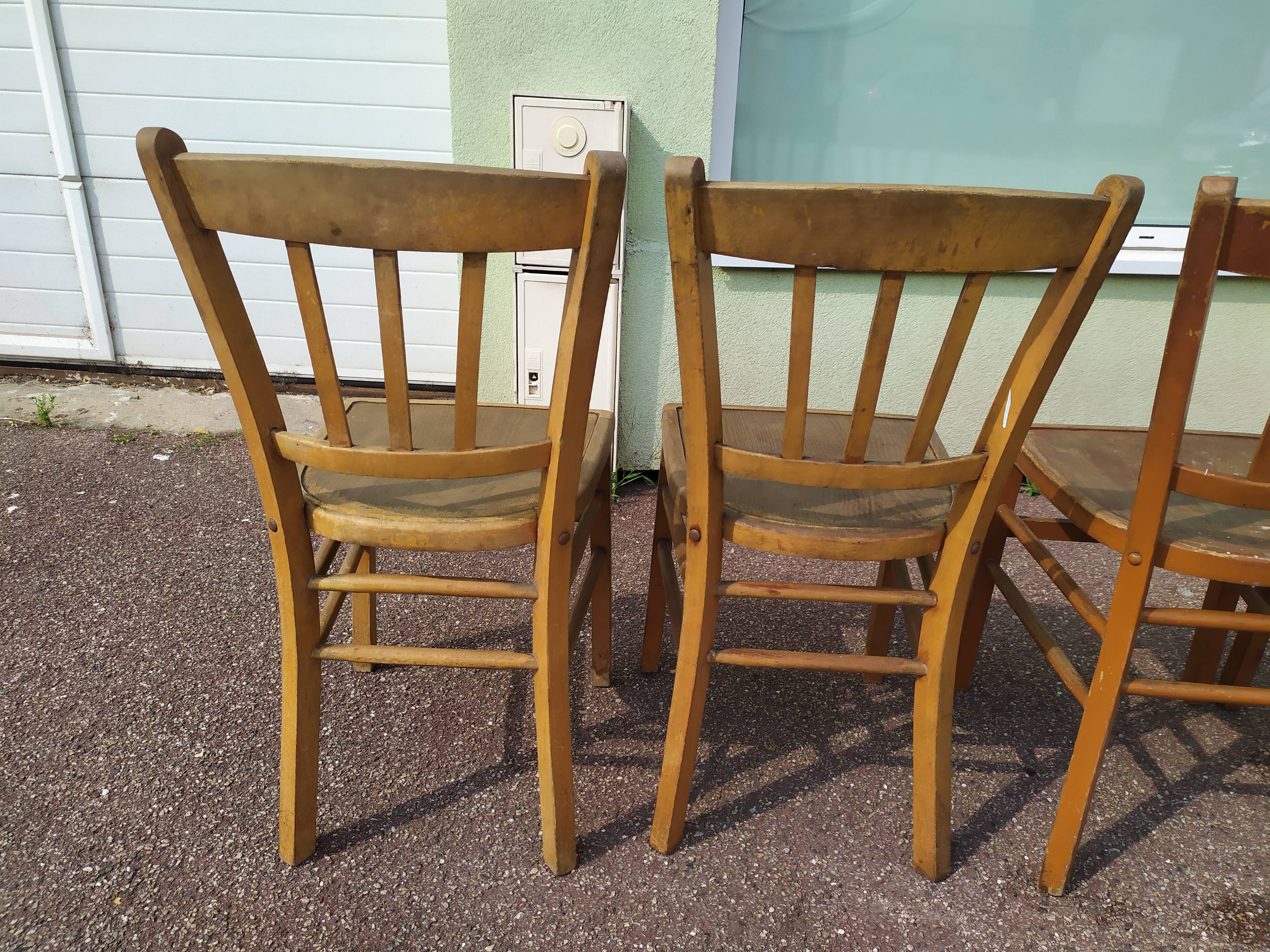 Set of 4 wooden chair bistrot farm