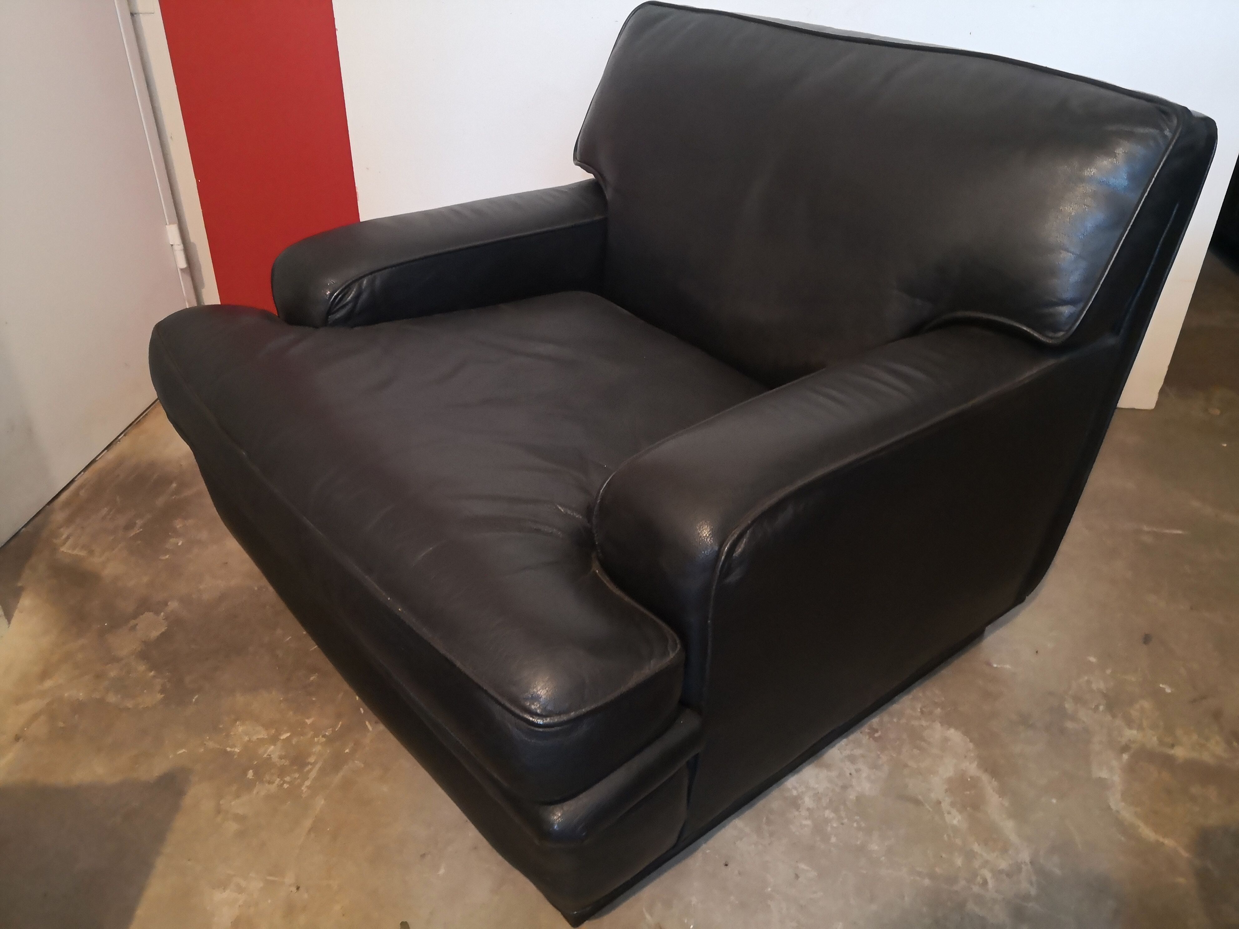 Black leather armchair