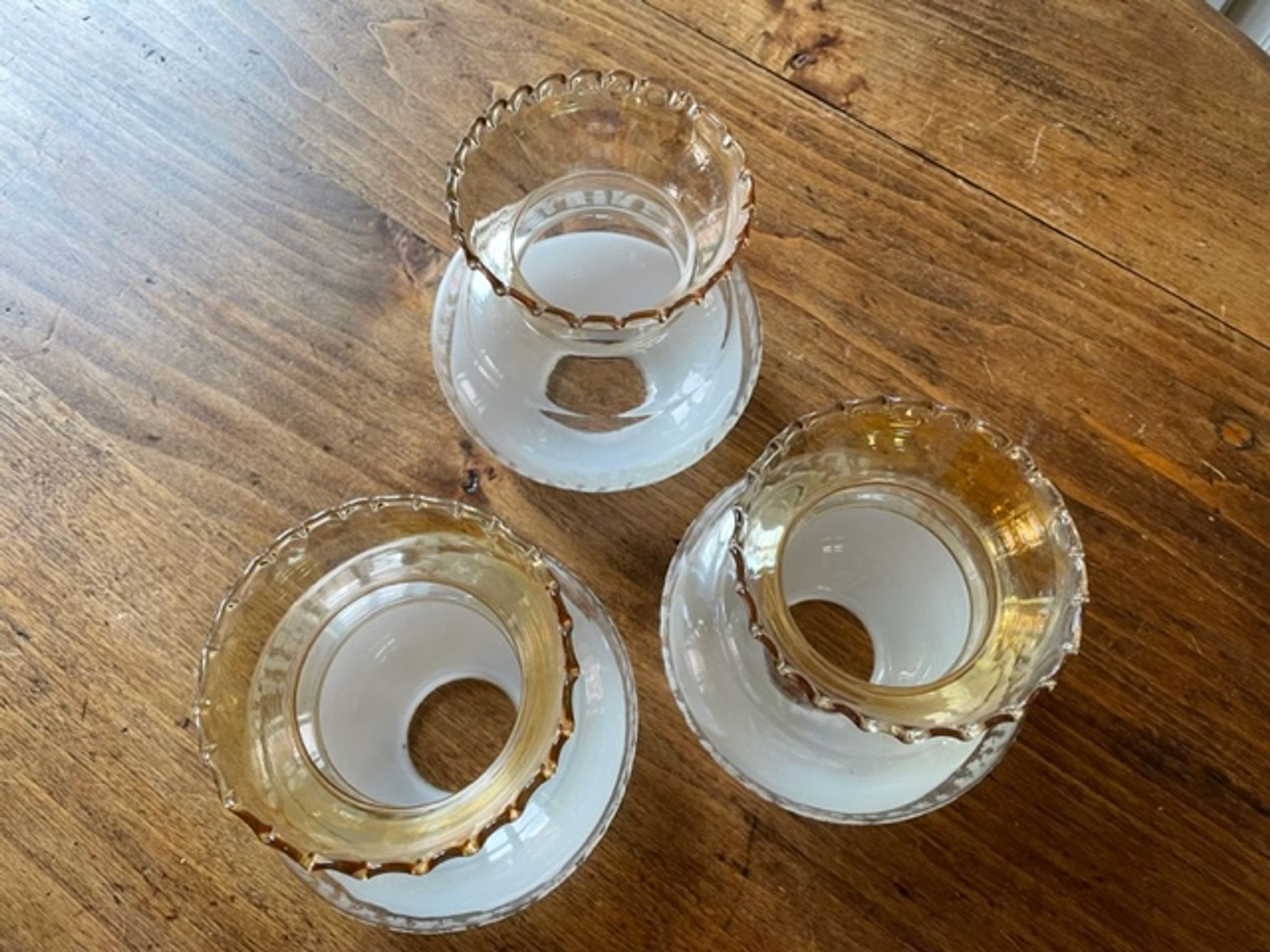 3 glass chandelier shades, antique, vintage