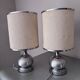 Vintage 1970s Chrome Brushed Metal Bedside Lamps Rewired Space Age