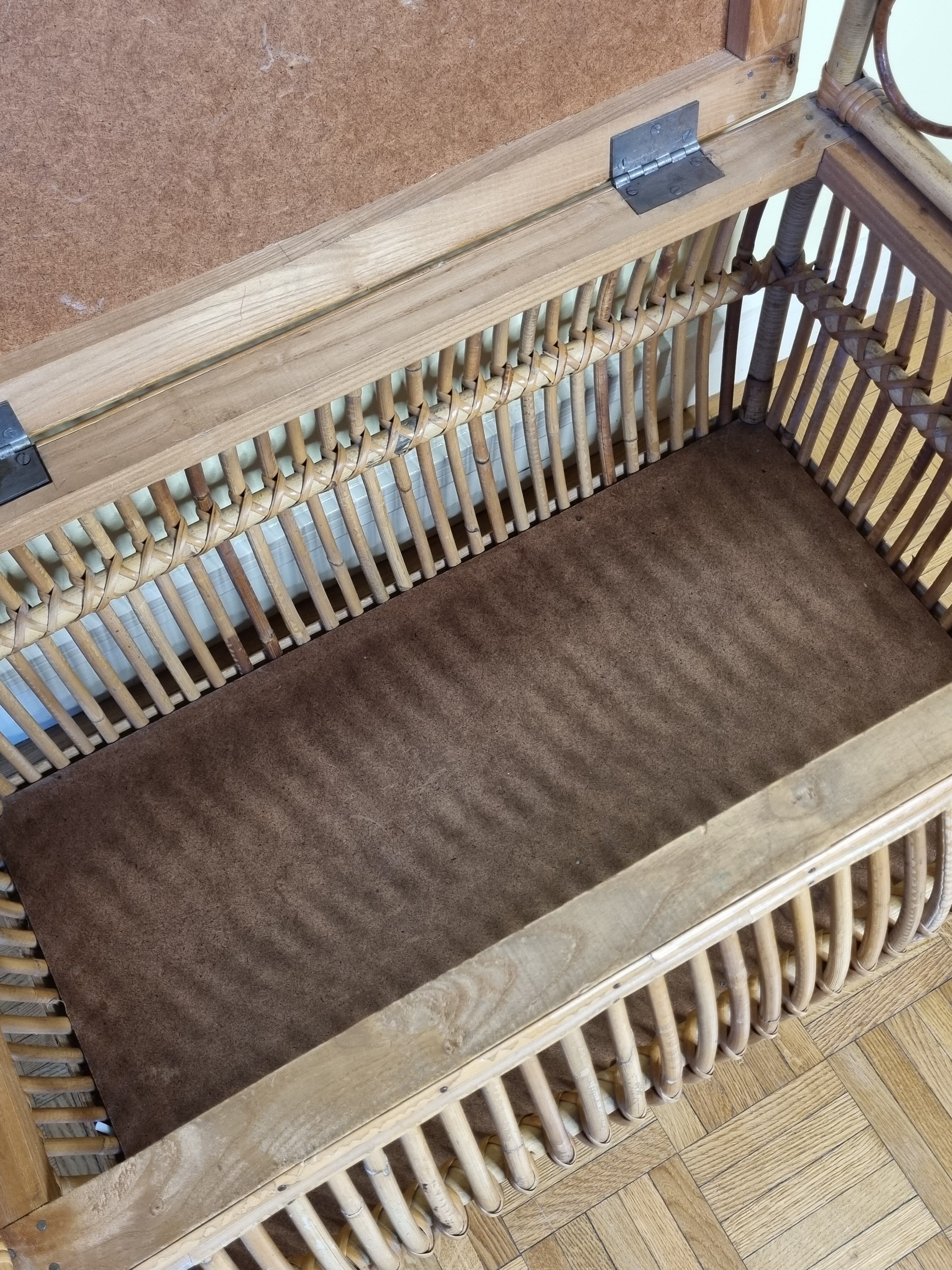 Storage box, vintage rattan bench, 80 cm