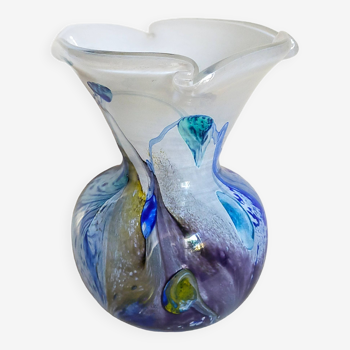 Vase pâte de verre des verriers de Maure Vieil Mick et Bob Le Bleïs années 80