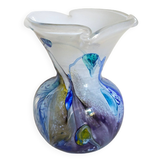 Vase pâte de verre des verriers de Maure Vieil Mick et Bob Le Bleïs années 80