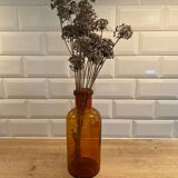 Amber glass bottle vase