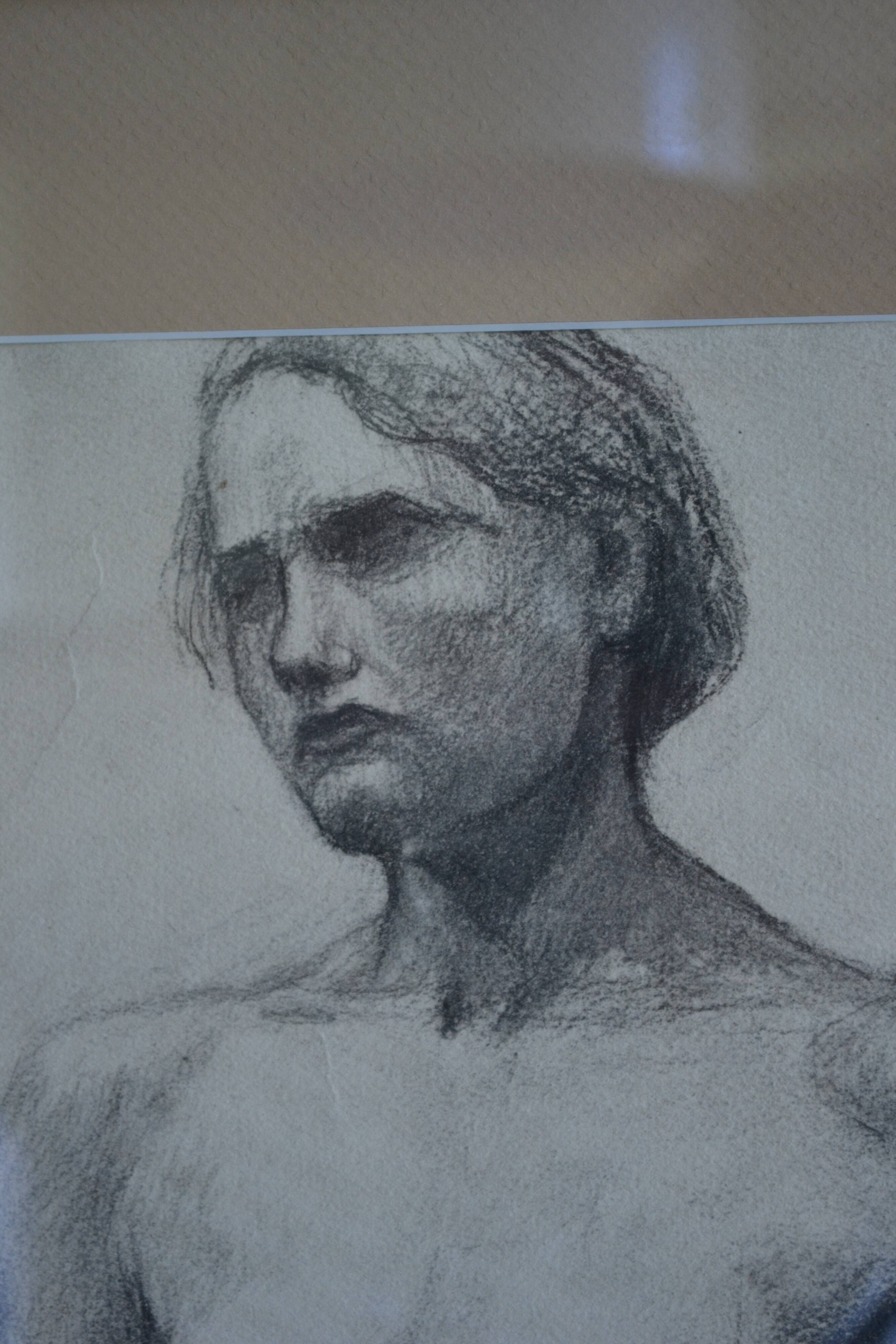 Dessin au fusain femme nu academique circa 1900