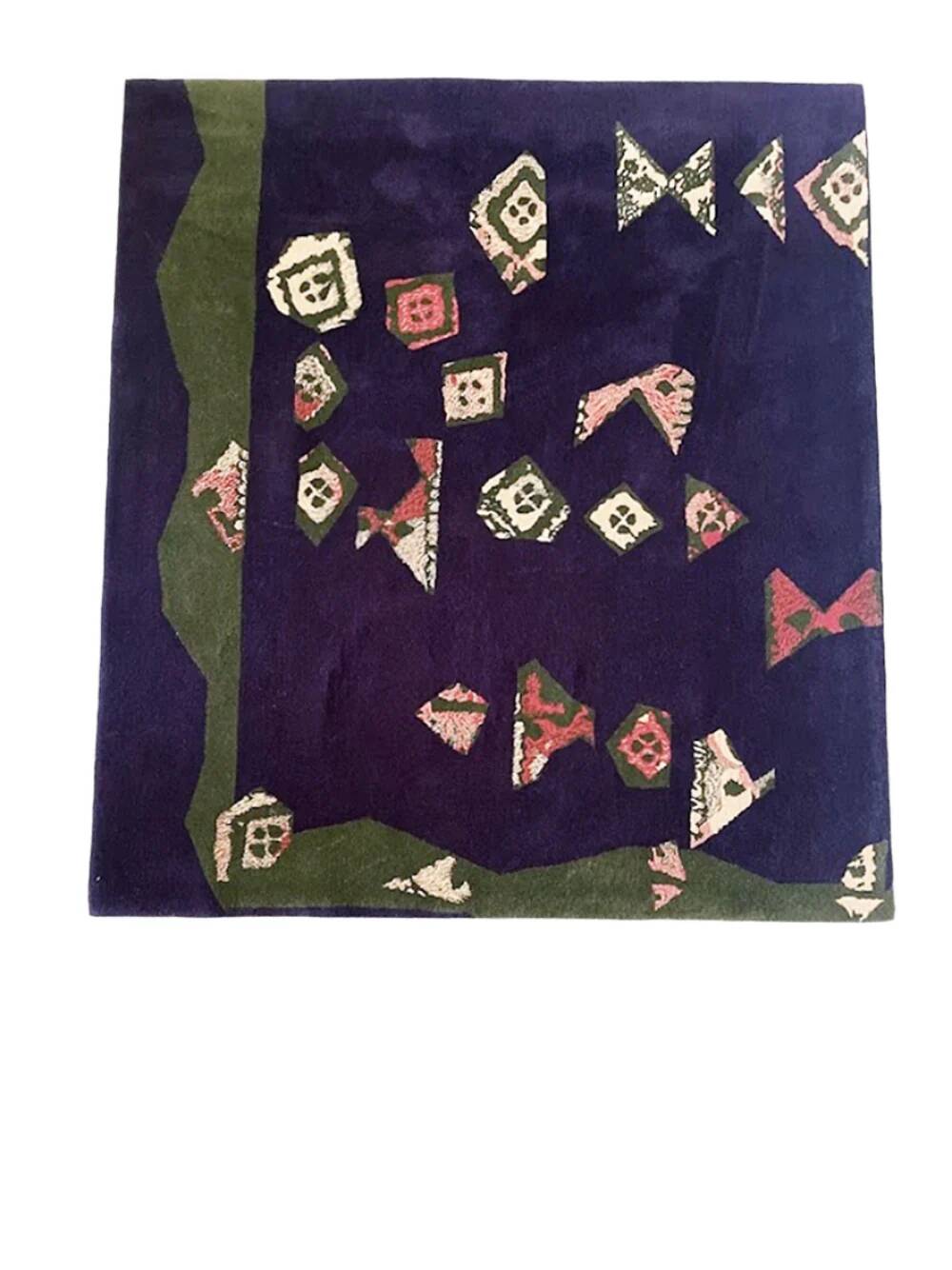 Hand-tufted artistic rug Vezeley by Tisca France 1990s