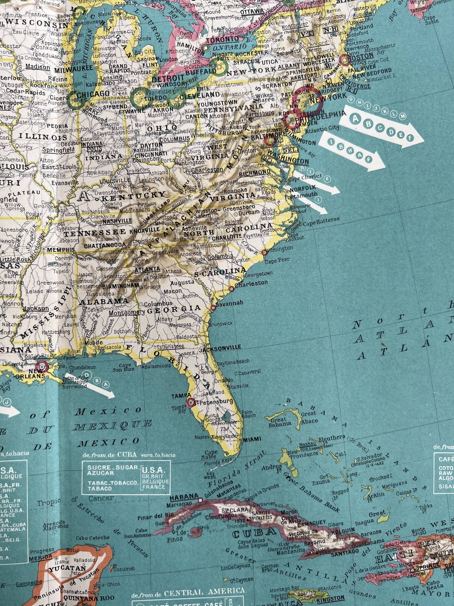 Old map of the United States — Trade routes & Geography | Mexico