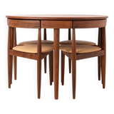 Ensemble de salle à manger en teck par Hans Olsen, 4 chaises, table ronde, style danois moderne, années 1950
