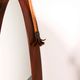 Mid-century Italian oval mirror in curved teak, rope and leather, 1960s