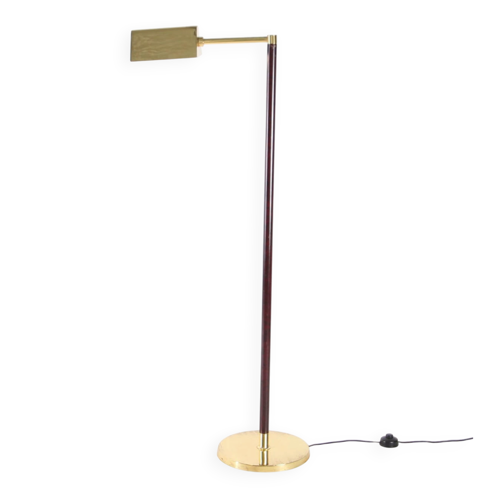 Lampadaire en laiton et bois