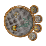 bamboo and glass butterfly tray + 4 coasters