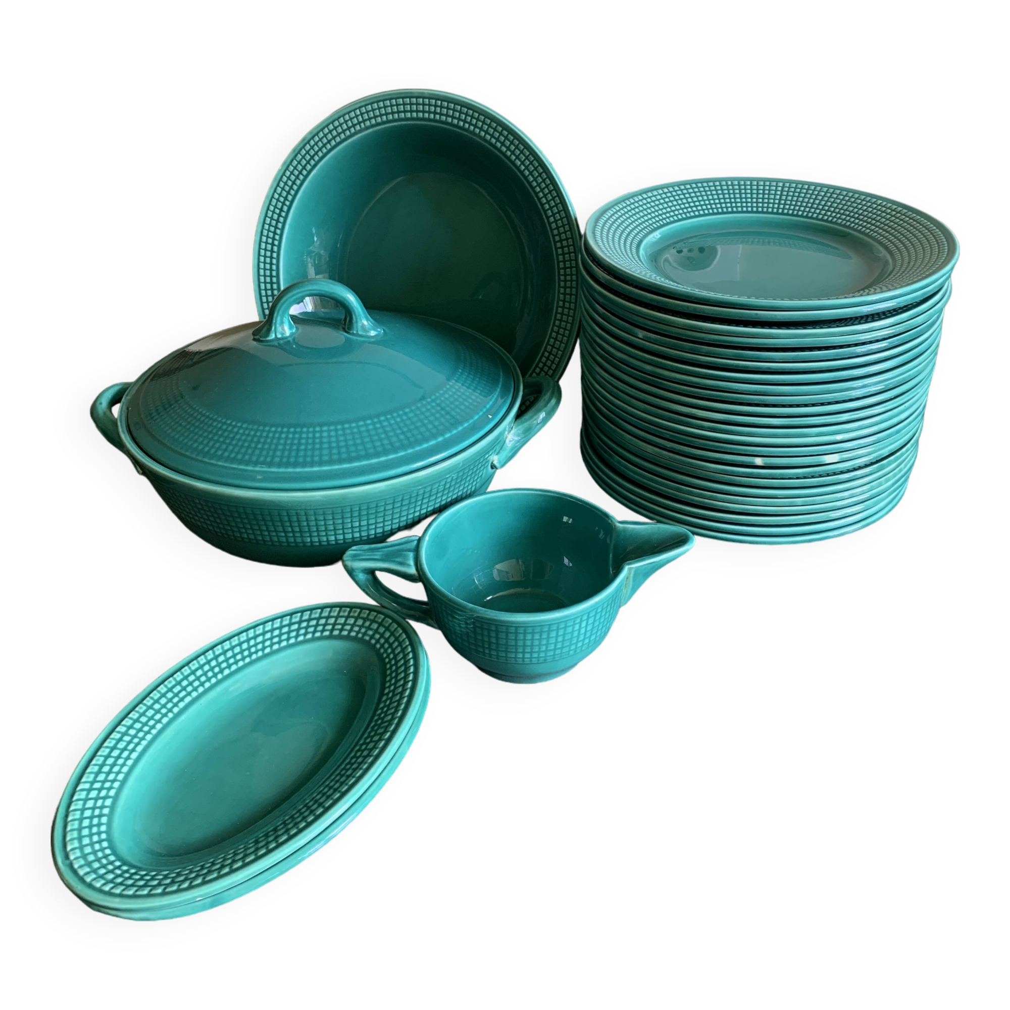Service de table en faïence turquoise