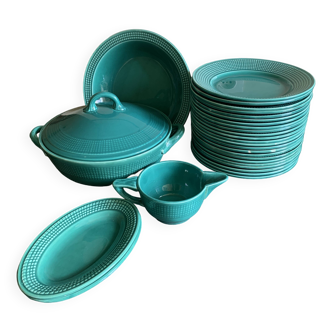 Turquoise earthenware dinner service