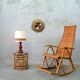 Mid-century bamboo and brass rocking chair and side table from fm, 1950s, set of 2.