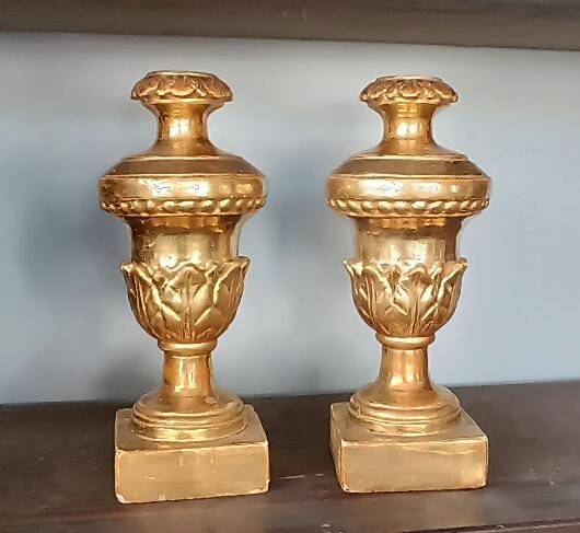 Paire de chandeliers anciens à support palme, Toscane, début du XIXe siècle