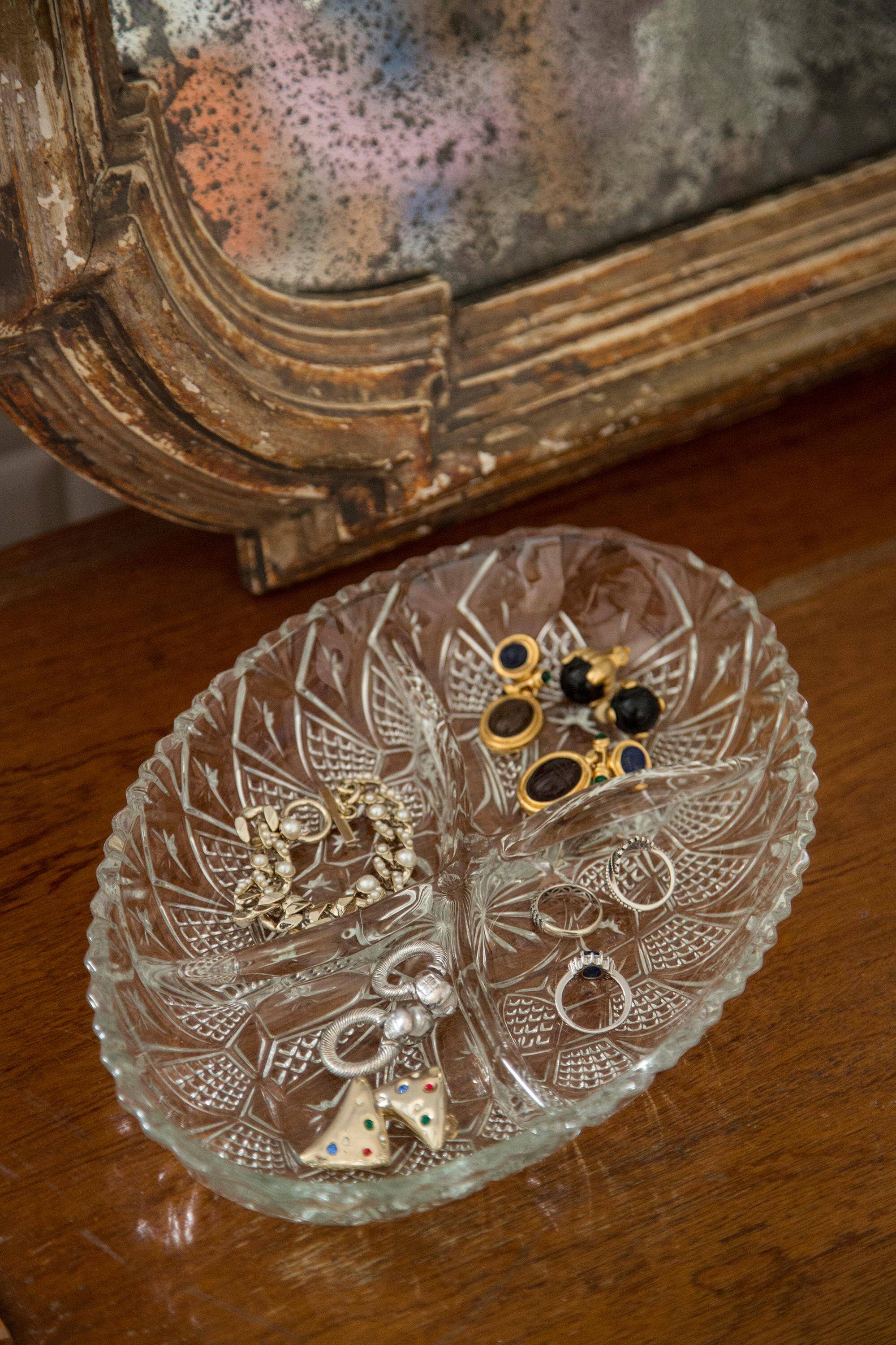 Vintage decorative transparent crystal plate, Italy, 1960s