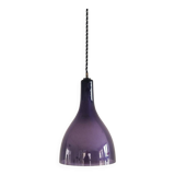 Set of 2 purple and white glass pendant lamps, 1960's / 1970's