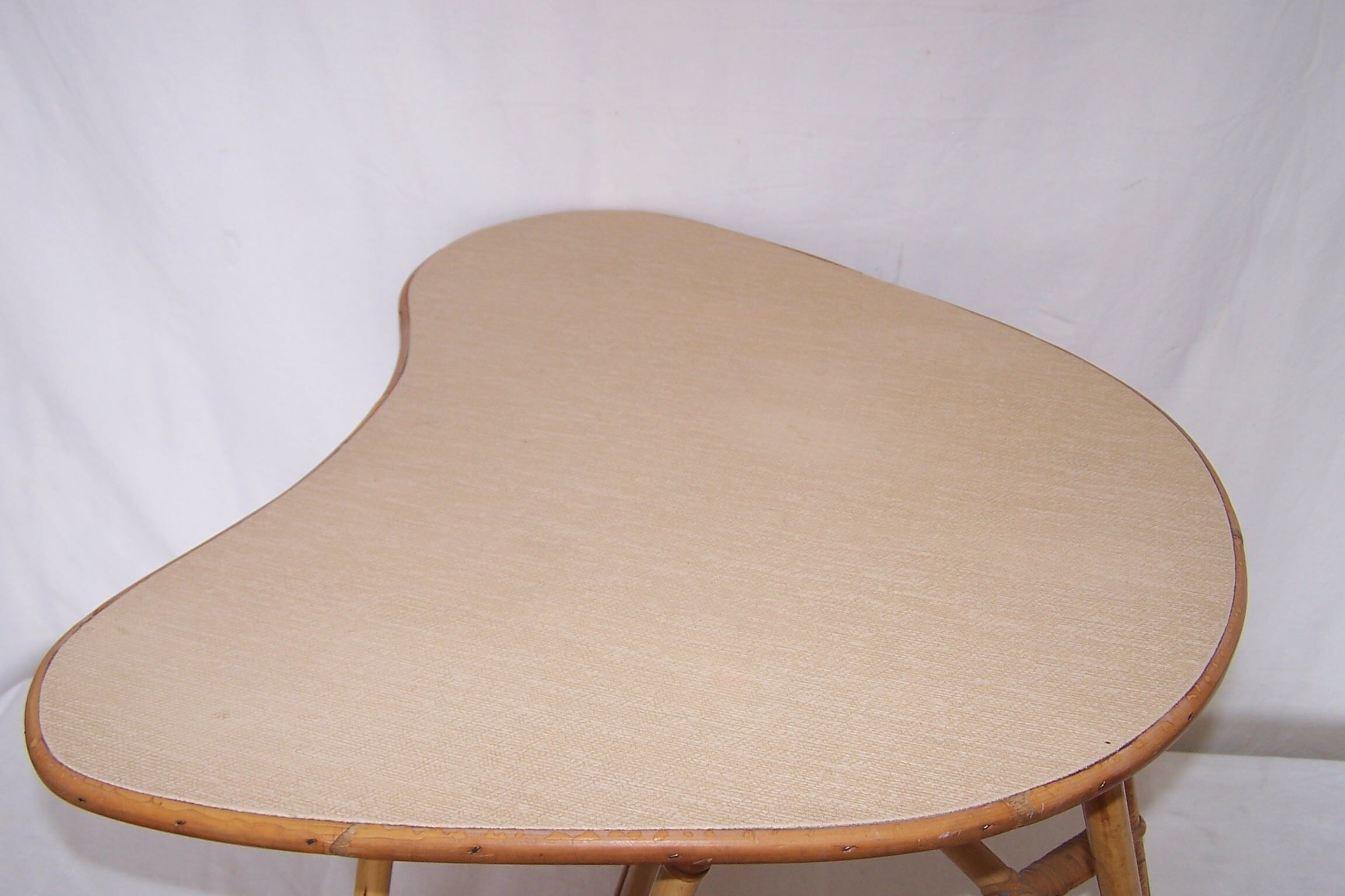 Rattan bamboo coffee table free form 50's