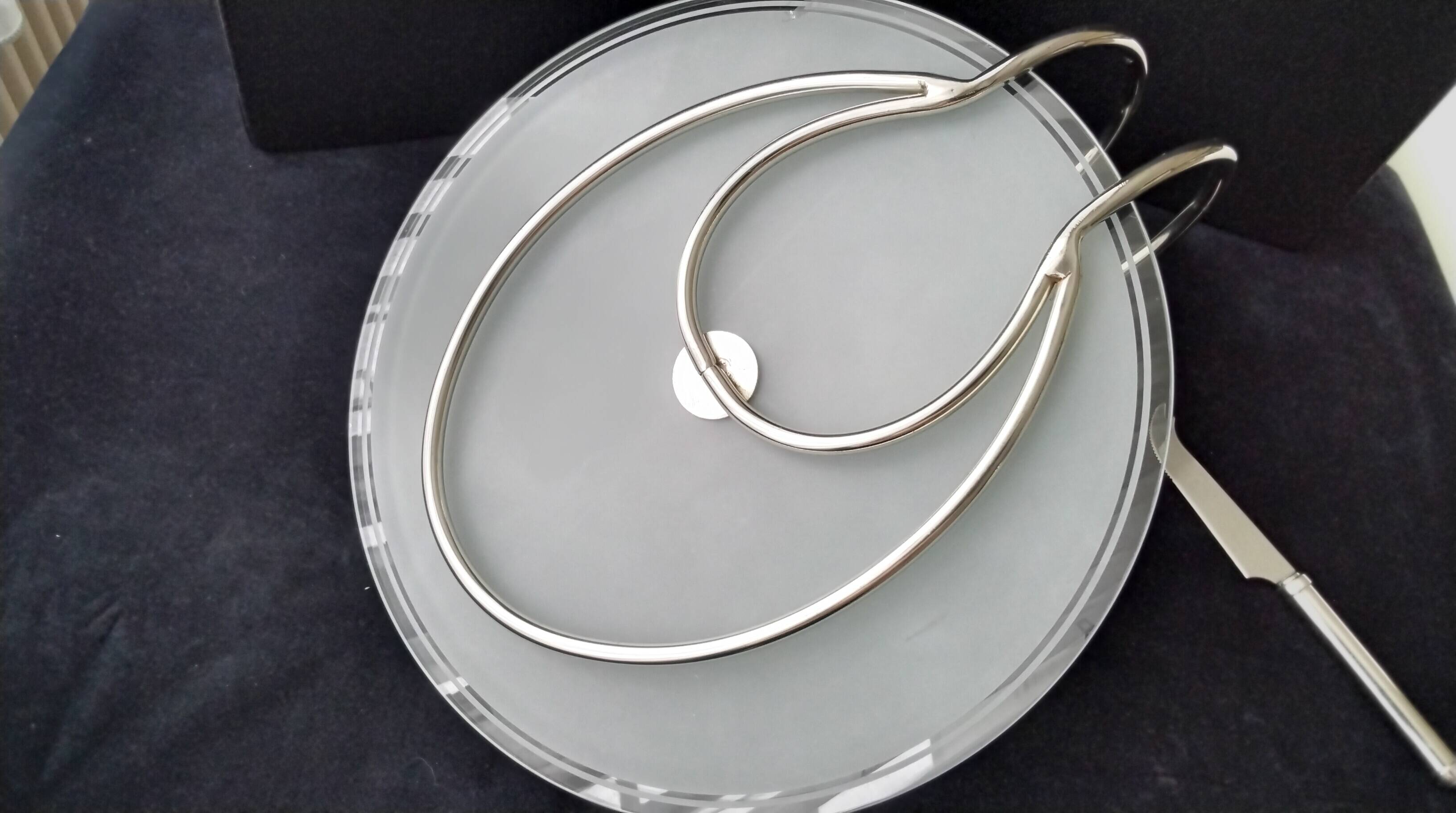 Cheese platter in glass and stainless steel 1970s