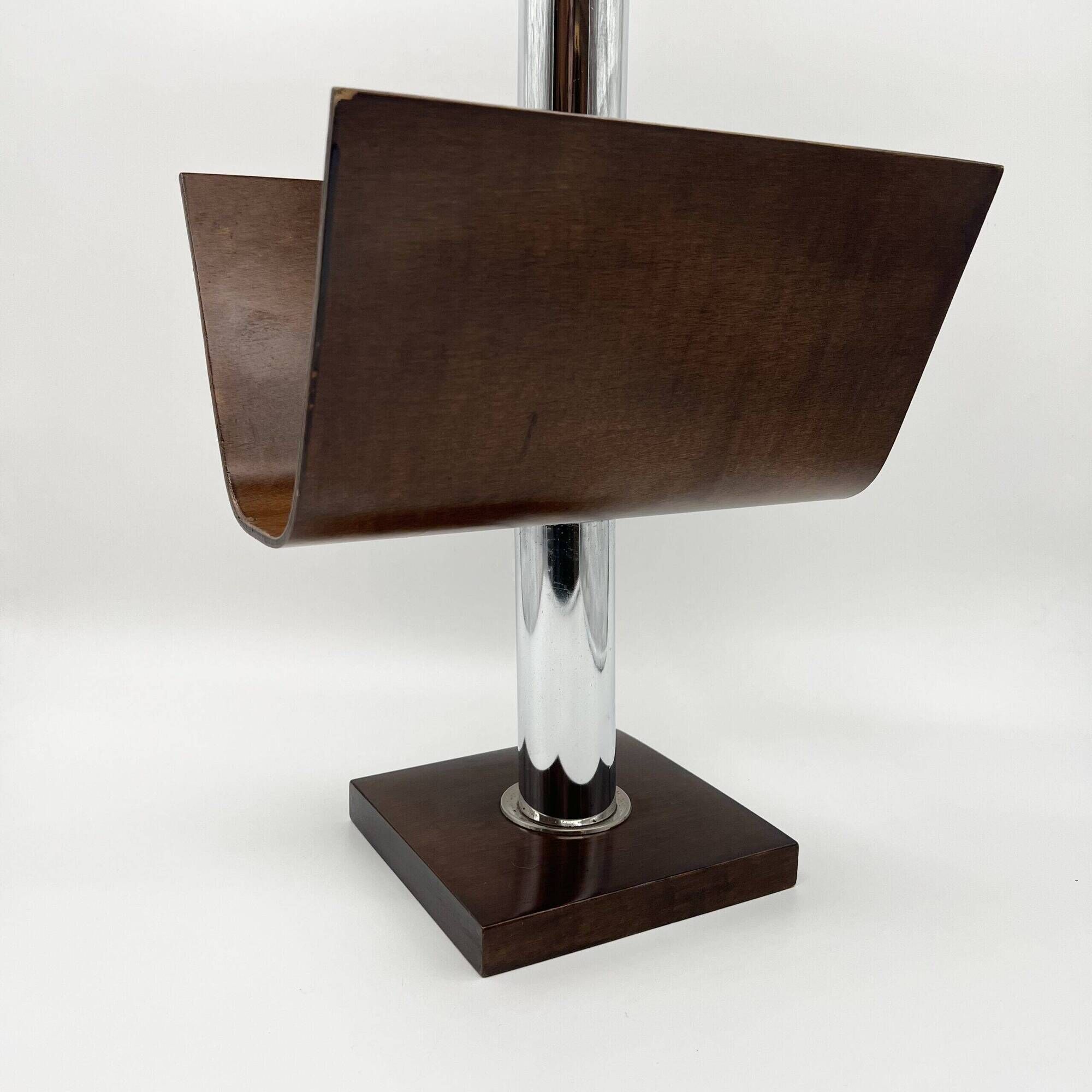 Magazine rack "Servizio da fumo" wood/metal — Italy, 1970s